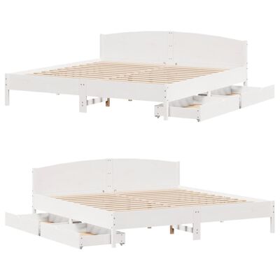 vidaXL Bedframe zonder matras massief grenenhout wit 180x200 cm