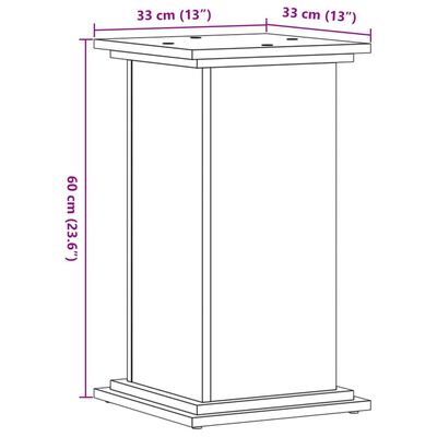 vidaXL Plantenstandaard 33x33x60 cm bewerkt hout gerookt eikenkleurig