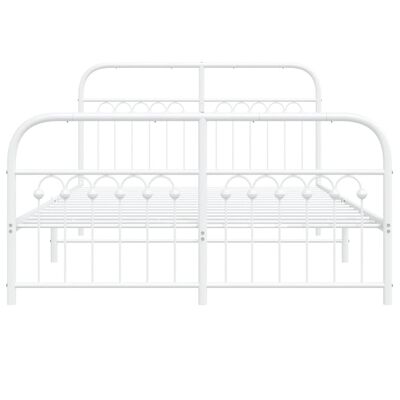 vidaXL Bedframe met hoofd- en voeteneinde metaal wit 140x190 cm