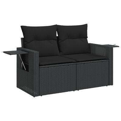 vidaXL 12-delige Loungeset met kussens poly rattan zwart