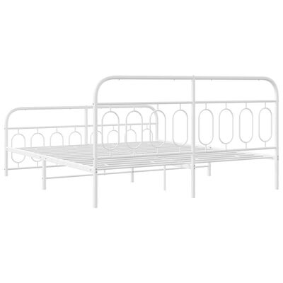 vidaXL Bedframe met hoofd- en voeteneinde metaal wit 183x213 cm