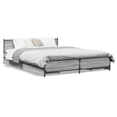 vidaXL Bedframe met lades bewerkt hout grijs sonoma eiken 150x200 cm