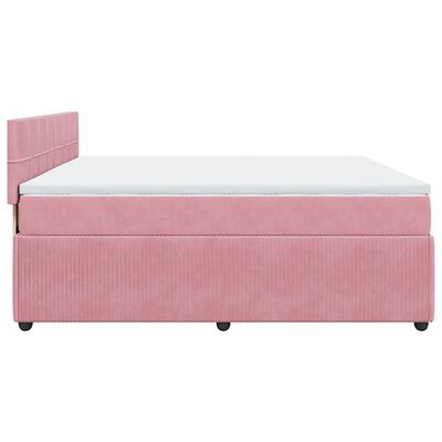 vidaXL Boxspring met matras fluweel roze 200x200 cm