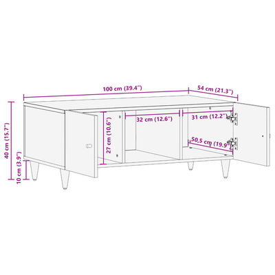 vidaXL Salontafel 100x54x40 cm massief mangohout