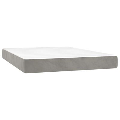 vidaXL Boxspring met matras fluweel lichtgrijs 140x190 cm