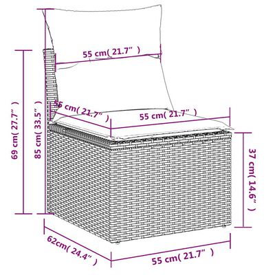 vidaXL 6-delige Loungeset met kussens poly rattan zwart