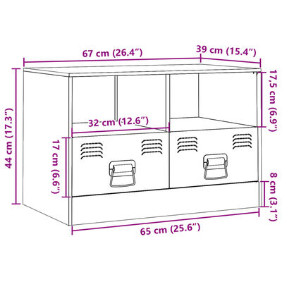 vidaXL Tv-meubel 67x39x44 cm staal zwart