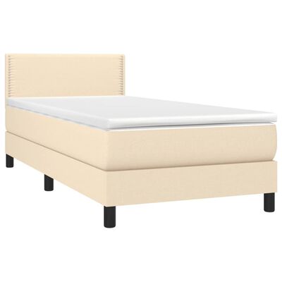 vidaXL Boxspring met matras en LED stof crèmekleurig 90x190 cm