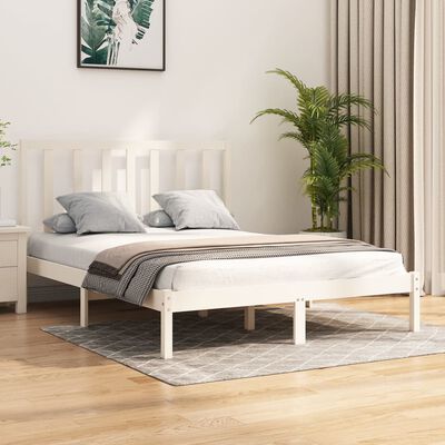 vidaXL Bedframe massief grenenhout wit 120x190 cm