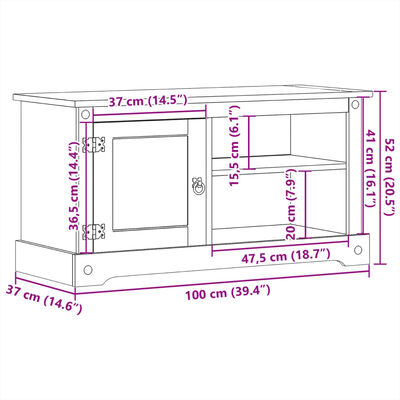 vidaXL Tv-meubel Corona 100x37x52 cm massief grenenhout