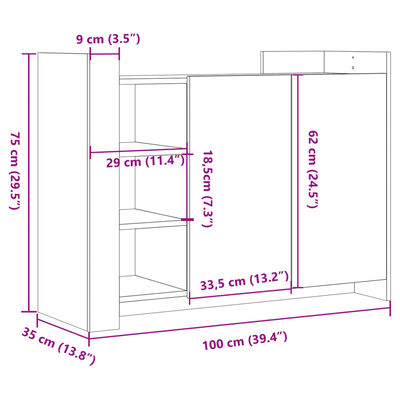 vidaXL Dressoir 100x35x75 cm bewerkt hout sonoma eikenkleurig