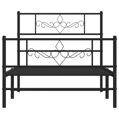 vidaXL Bedframe met hoofd- en voeteneinde metaal zwart 100x190 cm