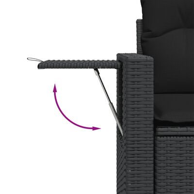 vidaXL 11-delige Loungeset met kussens poly rattan zwart