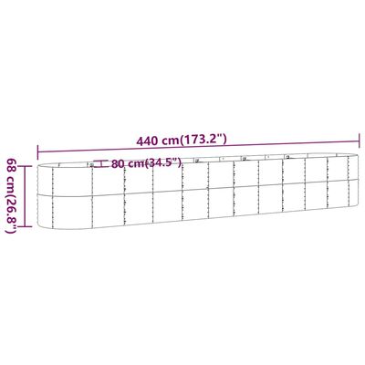 vidaXL Plantenbak 440x80x68 cm gepoedercoat staal bruin