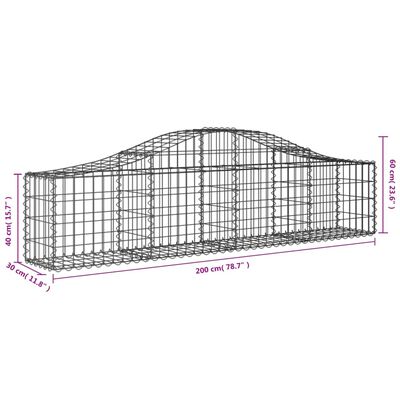 vidaXL Schanskorven 2 st gewelfd 200x30x40/60 cm gegalvaniseerd ijzer