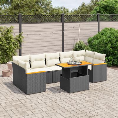 vidaXL 8-delige Loungeset met kussens poly rattan zwart