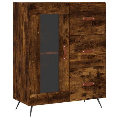 vidaXL Hoge kast 69,5x34x180 cm bewerkt hout gerookt eikenkleurig