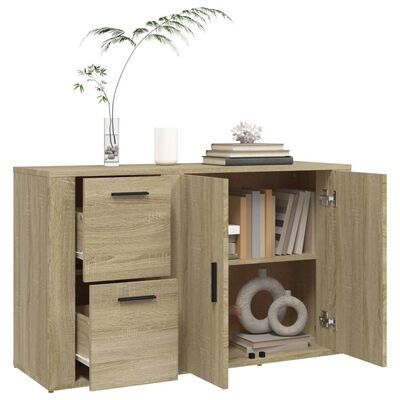 vidaXL Dressoir 100x33x59,5 cm bewerkt hout sonoma eikenkleurig