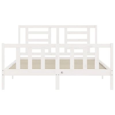 vidaXL Bedframe met hoofdbord massief hout wit