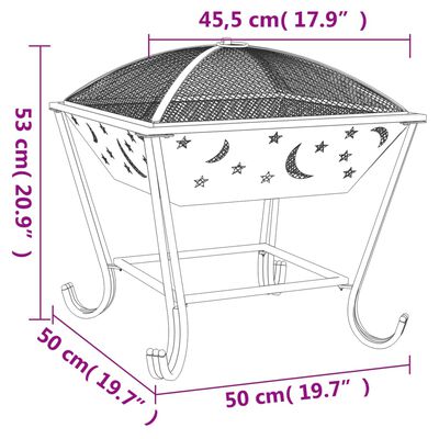 vidaXL Vuurplaats met pook XXL 50 cm staal