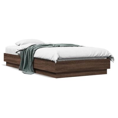 vidaXL Bedframe zonder matras bewerkt hout bruin eikenkleur 75x190 cm