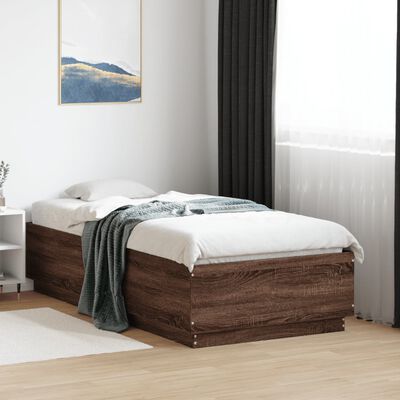 vidaXL Bedframe bewerkt hout bruin eikenkleur 90x190 cm