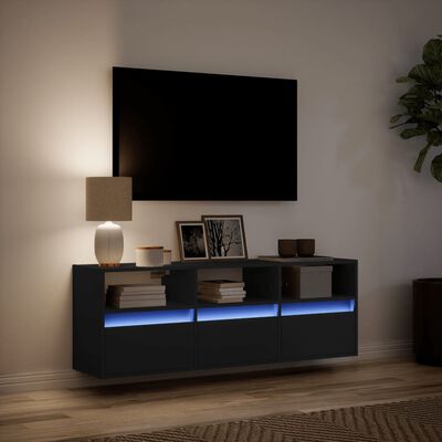 vidaXL Tv-wandmeubel met LED-verlichting 130x31x45 cm zwart