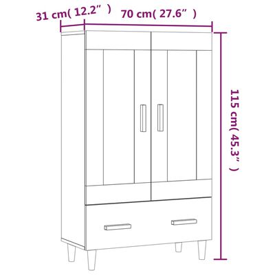 vidaXL Hoge kast 70x31x115 cm bewerkt hout bruin eikenkleur