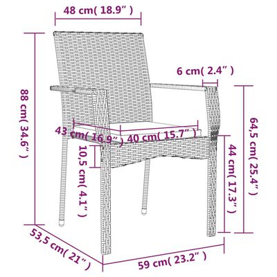 vidaXL 7-delige Tuinset met kussens poly rattan zwart