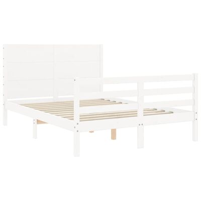 vidaXL Bedframe met hoofdbord massief hout wit