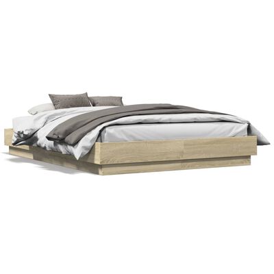 vidaXL Bedframe met LED-verlichting sonoma eikenkleurig 120x190 cm