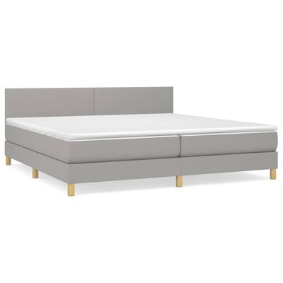 vidaXL Boxspring met matras stof lichtgrijs 200x200 cm