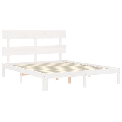 vidaXL Bedframe met hoofdbord massief hout wit 160x200 cm