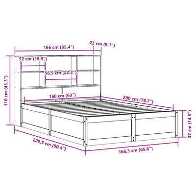 vidaXL Bedframe zonder matras massief grenenhout wit 160x200 cm