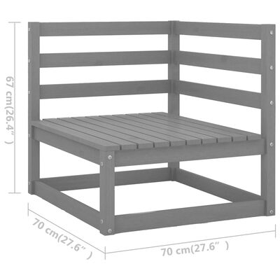 vidaXL 8-delige Loungeset massief grenenhout grijs