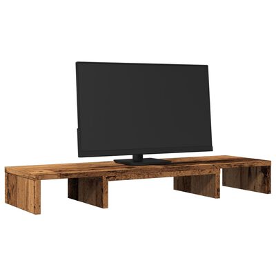 vidaXL Monitorstandaard verstelbaar 80x24x10,5 cm hout oud houtkleurig