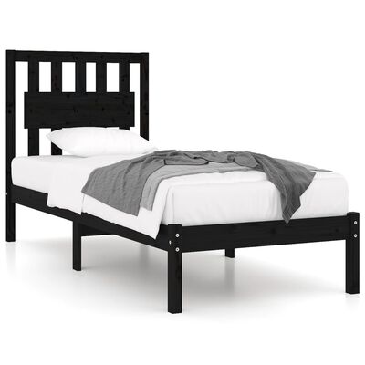 vidaXL Bedframe massief grenenhout zwart 90x190 cm