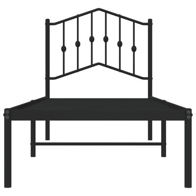 vidaXL Bedframe met hoofdbord metaal zwart 75x190 cm