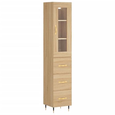 vidaXL Hoge kast 34,5x34x180 cm bewerkt hout sonoma eikenkleurig