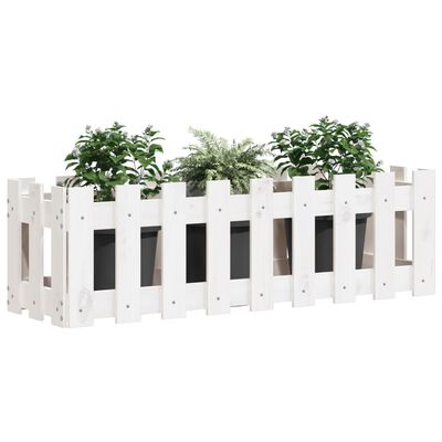 vidaXL Plantenbak verhoogd hekontwerp 100x30x30 cm grenenhout wit