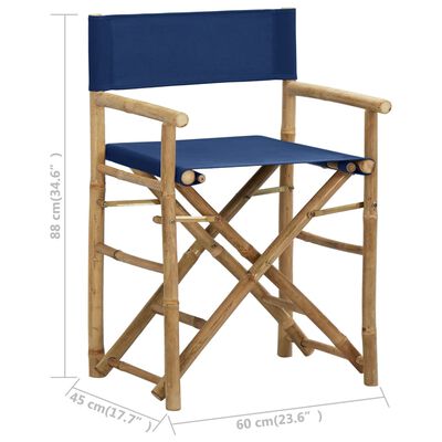 vidaXL Regisseursstoelen 2 st inklapbaar blauw bamboe en stof