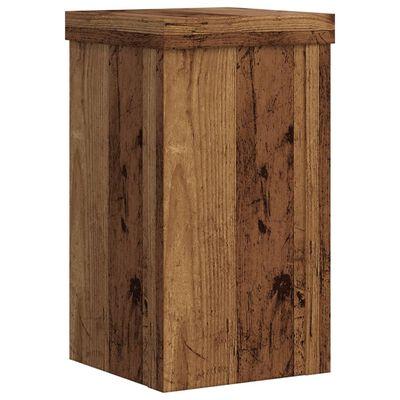 vidaXL Plantenstandaards 2 st 10x10x18 cm bewerkt hout oud houtkleurig