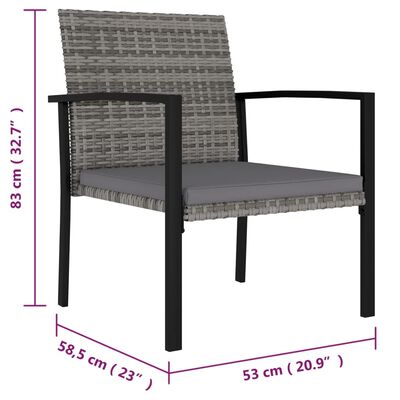 vidaXL 5-delige Tuinset poly rattan grijs