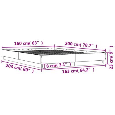 vidaXL Bedframe bewerkt hout bruin eikenkleur 160x200 cm