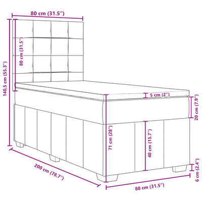 vidaXL Boxspring met matras stof zwart 80x200 cm