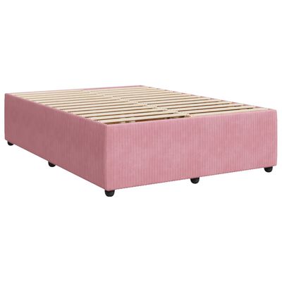 vidaXL Boxspring met matras fluweel roze 140x200 cm