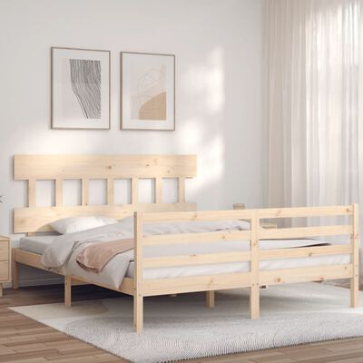 vidaXL Bedframe met hoofdbord massief hout