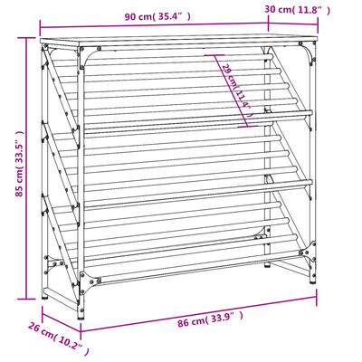 vidaXL Schoenenrek 90x30x85 cm bewerkt hout zwart