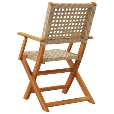 vidaXL Tuinstoelen 4 st inklapbaar poly rattan en massief hout beige