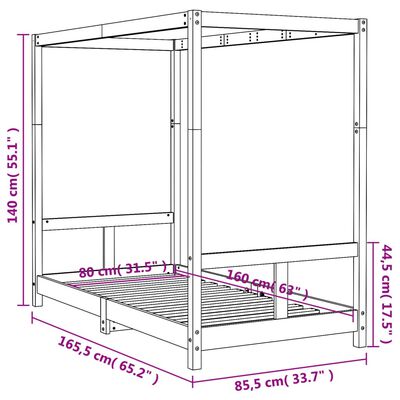 vidaXL Kinderbedframe 80x160 cm massief grenenhout